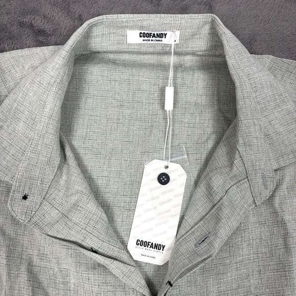 NWT COOFANDY Mens Linen Short Sleeve Summer Button Down Beach Shirt Green Medium - Picture 3 of 6